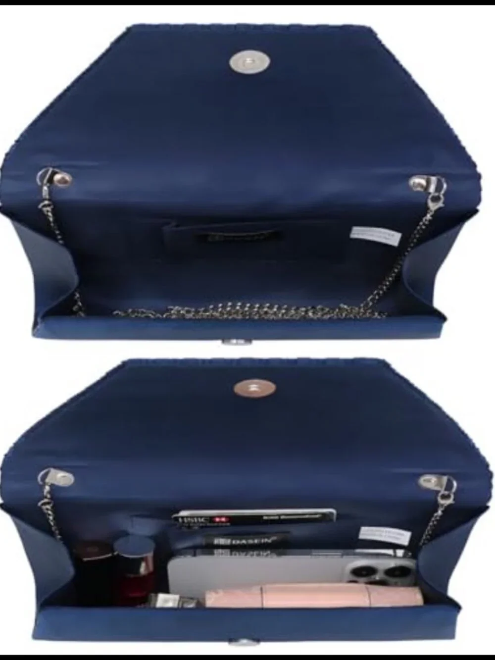 Envelope Clutch Evening Bag Pleated Flap Detachable Chain Strap